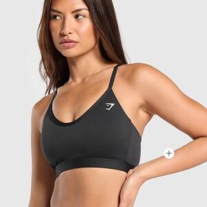 Gymshark Black V-Neck Sports Bra – Strappy Back – Size S